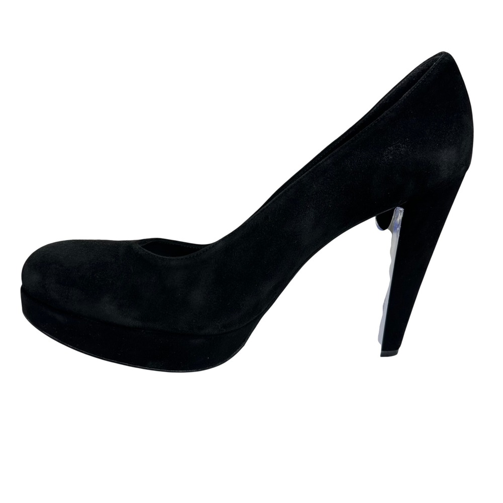 Stuart Weitzman Black Suede Chunky Block Heel Platform Pumps Heels Womens 9 M